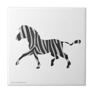 Zebra Black en Light Grey Silhouette Tegeltje
