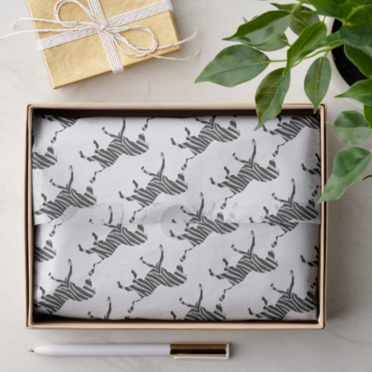Zebra Black en Light Grey Silhouette Tissuepapier (Geschenk)