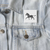 Zebra Black en Light Grey Silhouette Vierkante Button 5,1 Cm (In situ)