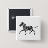 Zebra Black en Light Grey Silhouette Vierkante Button 5,1 Cm (Voorkant /achterkant)