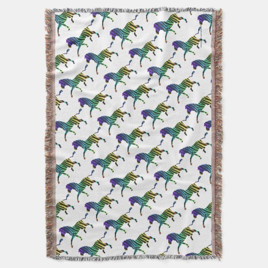 Zebra Black en Rainbow Silhouette Deken (Voorkant Verticaal)