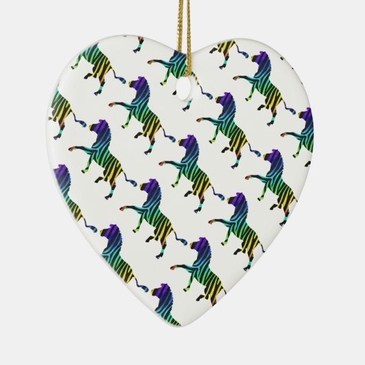 Zebra Black en Rainbow Silhouette Keramisch Ornament (Rechts)