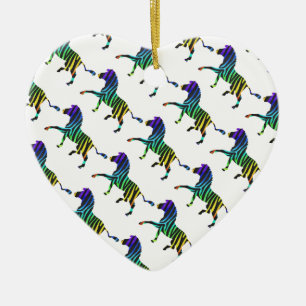 Zebra Black en Rainbow Silhouette Keramisch Ornament