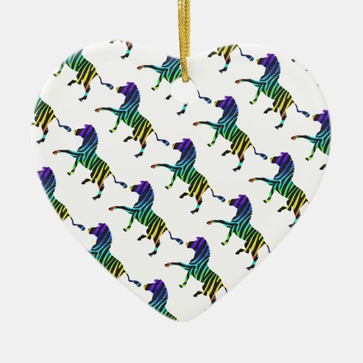 Zebra Black en Rainbow Silhouette Keramisch Ornament (Voorkant)