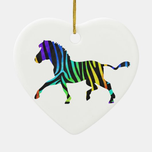 Zebra Black en Rainbow Silhouette Keramisch Ornament (Achterkant)