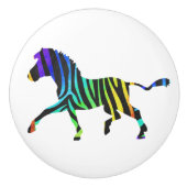 Zebra Black en Rainbow Silhouette Keramische Knop (Voorkant)
