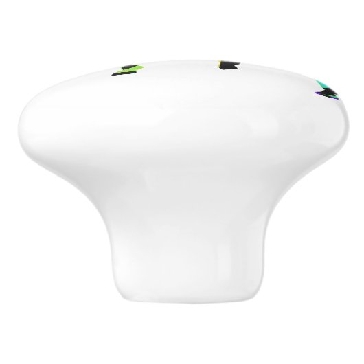 Zebra Black en Rainbow Silhouette Keramische Knop (Zijkant)