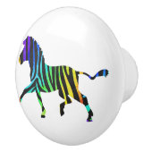 Zebra Black en Rainbow Silhouette Keramische Knop (Rechts)