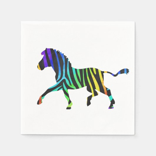 Zebra Black en Rainbow Silhouette Servetten (Voorkant)