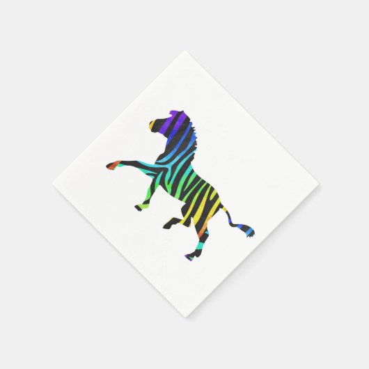 Zebra Black en Rainbow Silhouette Servetten (Hoek)