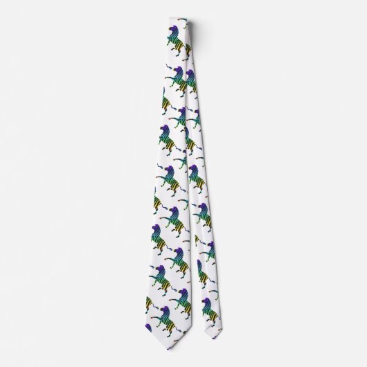 Zebra Black en Rainbow Silhouette Stropdas (Voorkant)