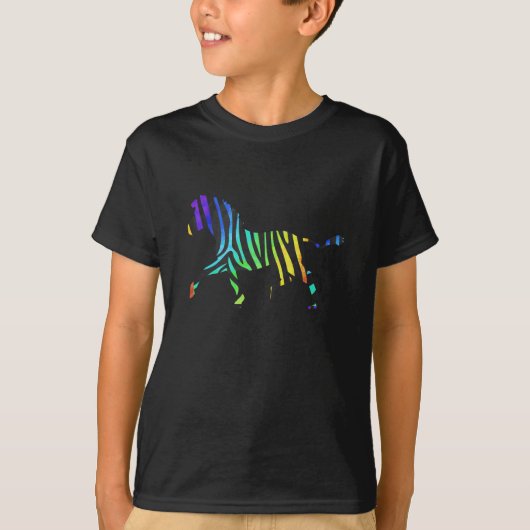 Zebra Black en Rainbow Silhouette T-shirt (Voorkant)