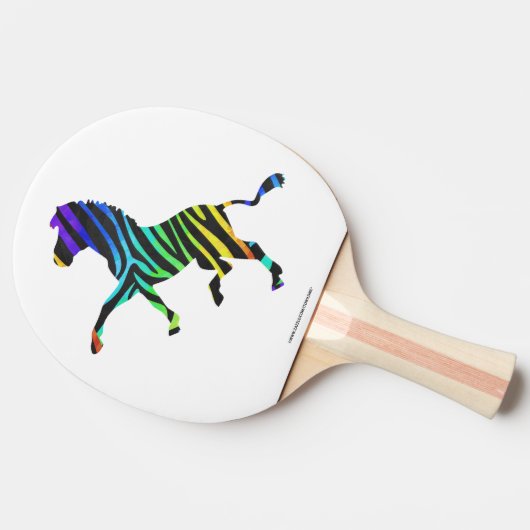 Zebra Black en Rainbow Silhouette Tafeltennisbatje (Zijkant)