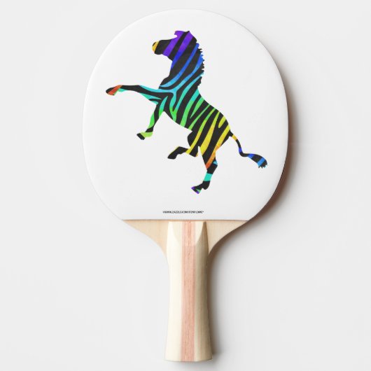 Zebra Black en Rainbow Silhouette Tafeltennisbatje (Voorkant)