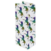 Zebra Black en Rainbow Silhouette Wijn Cadeautas (Achterkant Gekanteld)