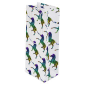 Zebra Black en Rainbow Silhouette Wijn Cadeautas (Voorkant Gekanteld)