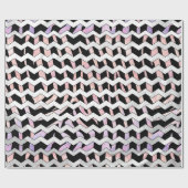 Zebra Black en Roze Chevron Cadeaupapier (Vlak)