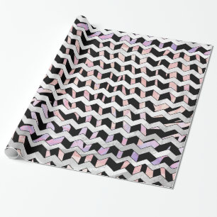 Zebra Black en Roze Chevron Cadeaupapier