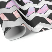 Zebra Black en Roze Chevron Cadeaupapier (Rol Hoek)