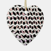 Zebra Black en Roze Chevron Keramisch Ornament (Rechts)