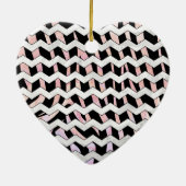 Zebra Black en Roze Chevron Keramisch Ornament (Achterkant)