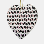 Zebra Black en Roze Chevron Keramisch Ornament (Links)