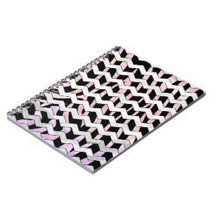 Zebra Black en Roze Chevron Notitieboek