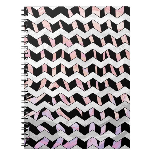 Zebra Black en Roze Chevron Notitieboek (Voorkant)