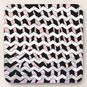 Zebra Black en Roze Chevron Onderzetter (Voorkant)