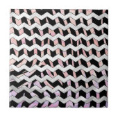 Zebra Black en Roze Chevron Tegeltje (Voorkant)