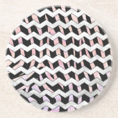 Zebra Black en Roze Chevron Zandsteen Onderzetter (Voorkant)