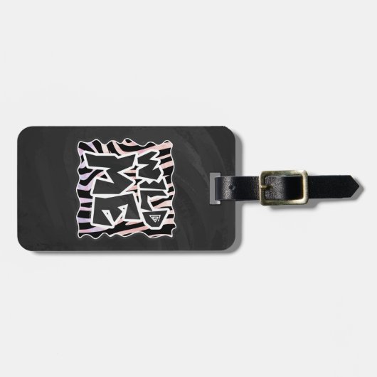 Zebra Black en Roze Wilde mij Bagagelabel (Voorkant horizontaal)