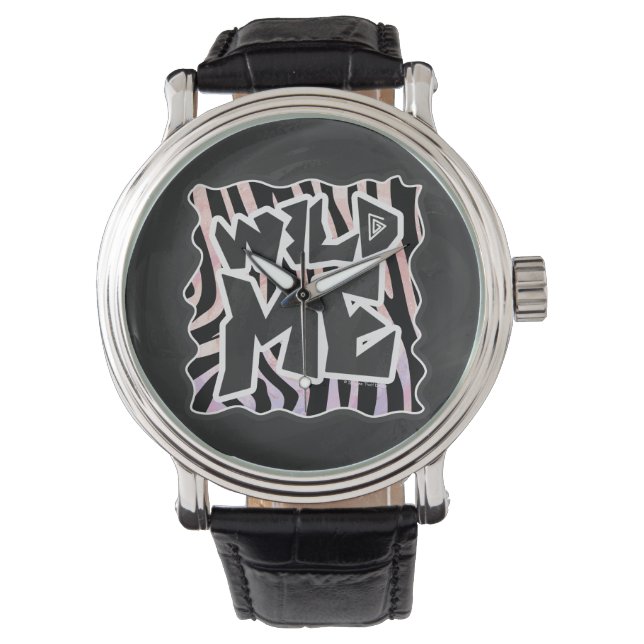 Zebra Black en Roze Wilde mij Horloge (Voorkant)
