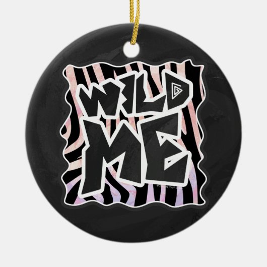 Zebra Black en Roze Wilde mij Keramisch Ornament (Voorkant)