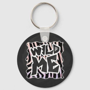 Zebra Black en Roze Wilde mij Sleutelhanger