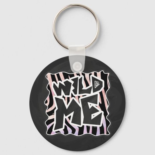 Zebra Black en Roze Wilde mij Sleutelhanger (Voorkant)