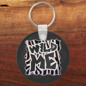 Zebra Black en Roze Wilde mij Sleutelhanger (Voorkant)