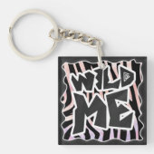 Zebra Black en Roze Wilde mij Sleutelhanger (voorkant)