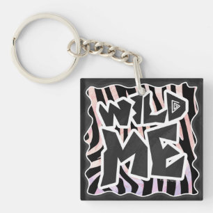 Zebra Black en Roze Wilde mij Sleutelhanger