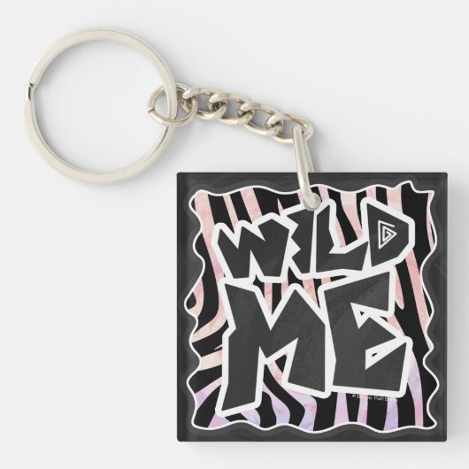 Zebra Black en Roze Wilde mij Sleutelhanger (voorkant)