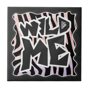 Zebra Black en Roze Wilde mij Tegeltje