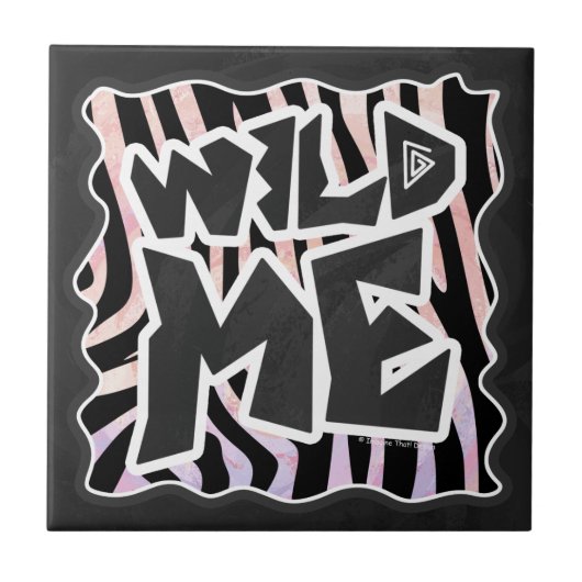 Zebra Black en Roze Wilde mij Tegeltje (Voorkant)