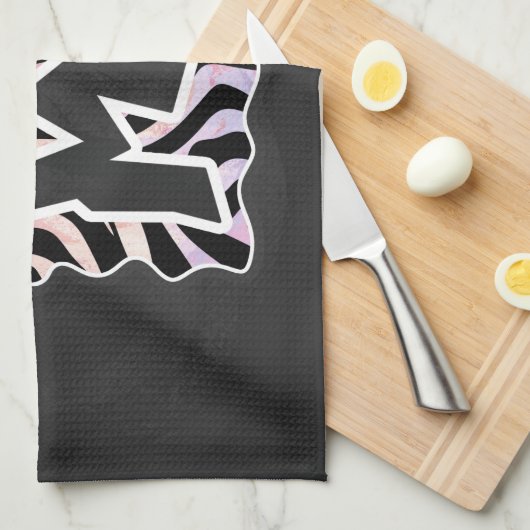 Zebra Black en Roze Wilde mij Theedoek (Quarter Fold)