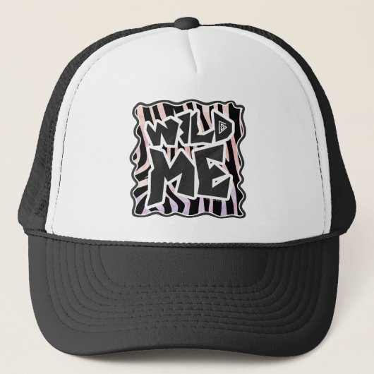 Zebra Black en Roze Wilde mij Trucker Pet (Voorkant)