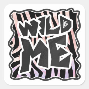 Zebra Black en Roze Wilde mij Vierkante Sticker