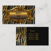 Zebra Black Gold Elegant Business Visitekaartje (Voorkant / Achterkant)
