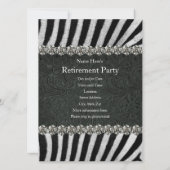 Zebra Black Leather Rhinestone Retirement Party Kaart (Achterkant)