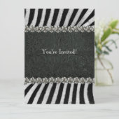 Zebra Black Leather Rhinestone Retirement Party Kaart (Staand voorkant)