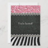 Zebra Black Pink Glitter Bridal Shower Kaart (Voorkant)