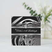 Zebra Black Silver White 40th Birthday Party Kaart (Staand voorkant)